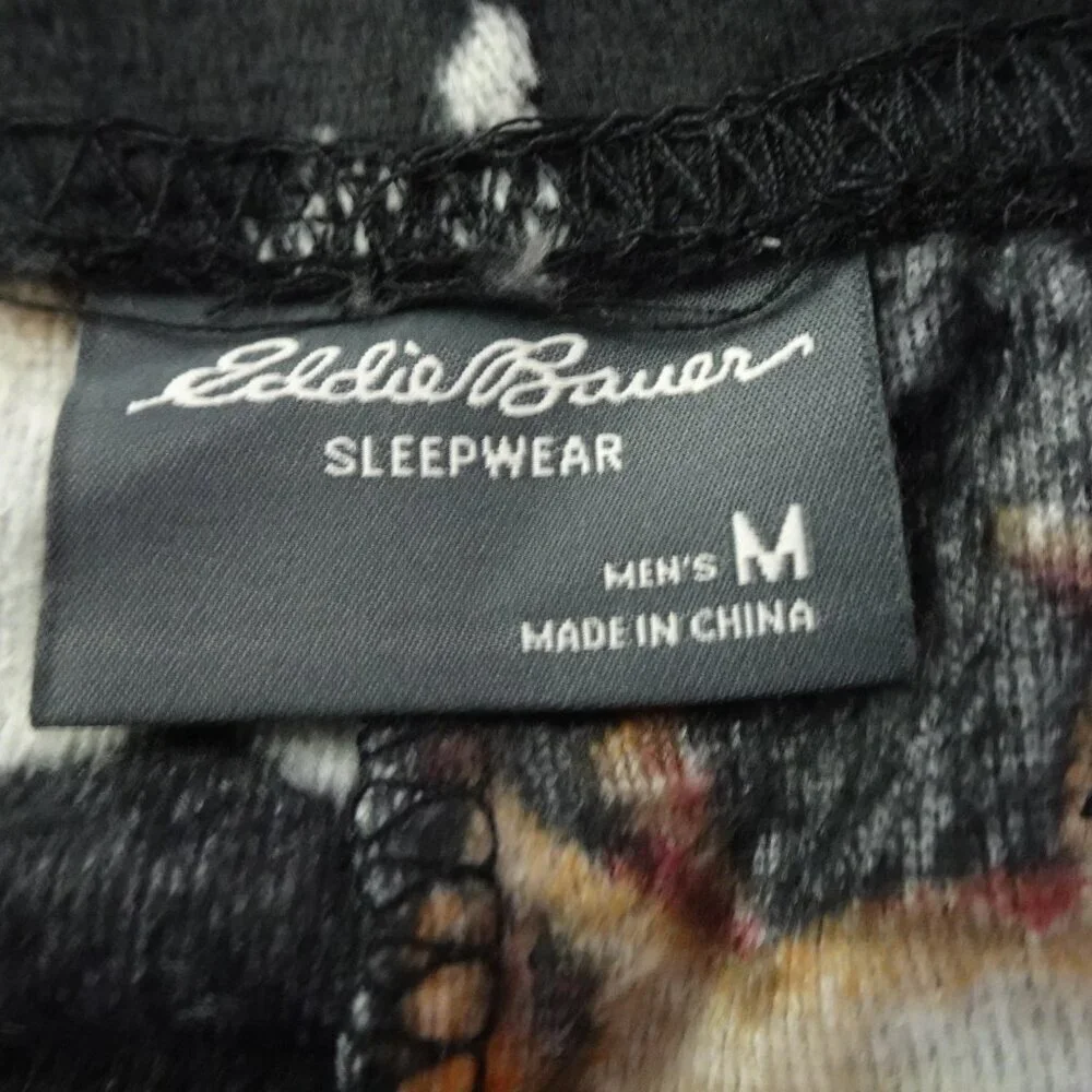 Eddie Bauer Fleece Lounge Pants Men's Size M Animal Print Pajama Sleep Pants - Picture 6 of 8